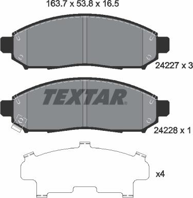 Textar 2422701 - Piduriklotsi komplekt,ketaspidur onlydrive.pro