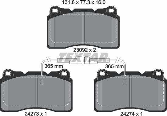 Textar 2427301 - Stabdžių trinkelių rinkinys, diskinis stabdys onlydrive.pro