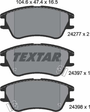 Textar 2427701 - Bremžu uzliku kompl., Disku bremzes onlydrive.pro