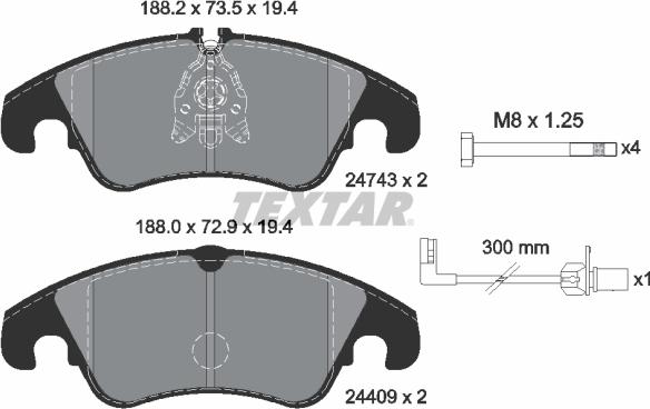 Textar 2474301 - Piduriklotsi komplekt,ketaspidur onlydrive.pro