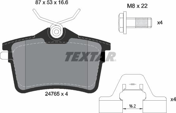 Textar 2476501 - Stabdžių trinkelių rinkinys, diskinis stabdys onlydrive.pro