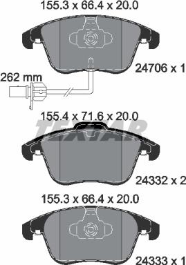 Textar 2470601 - Bremžu uzliku kompl., Disku bremzes onlydrive.pro