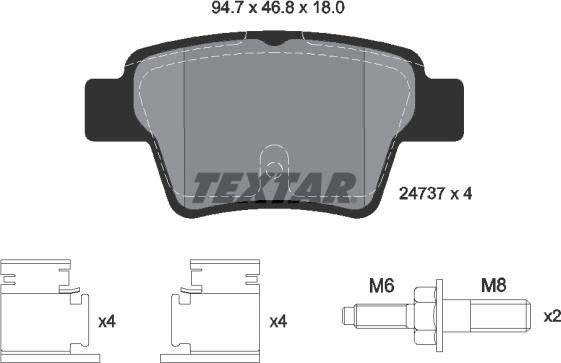 Textar 2473701 - Stabdžių trinkelių rinkinys, diskinis stabdys onlydrive.pro