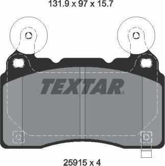 Textar 2591501 - Piduriklotsi komplekt,ketaspidur onlydrive.pro