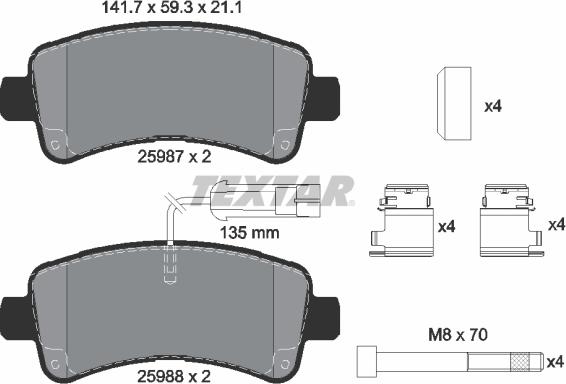 Textar 2598701 - Brake Pad Set, disc brake onlydrive.pro