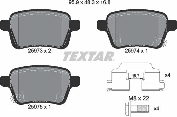 Textar 2597301 - Piduriklotsi komplekt,ketaspidur onlydrive.pro