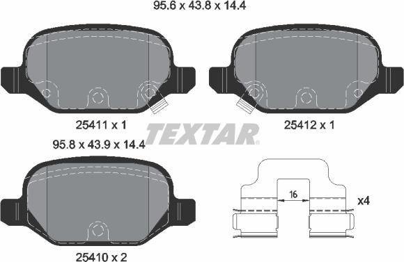 Textar 2541101 - Stabdžių trinkelių rinkinys, diskinis stabdys onlydrive.pro