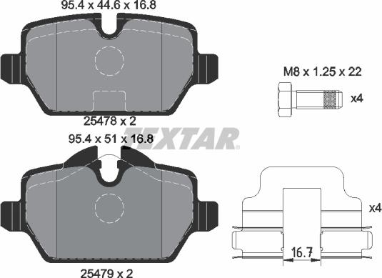 Textar 2547801 - Bremžu uzliku kompl., Disku bremzes onlydrive.pro