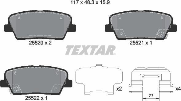 Textar 2552008 - Brake Pad Set, disc brake onlydrive.pro