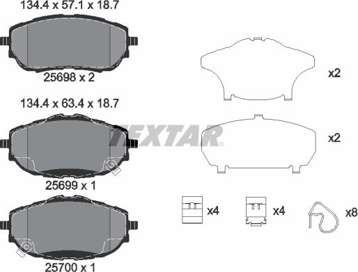 Textar 2569801 - Brake Pad Set, disc brake onlydrive.pro