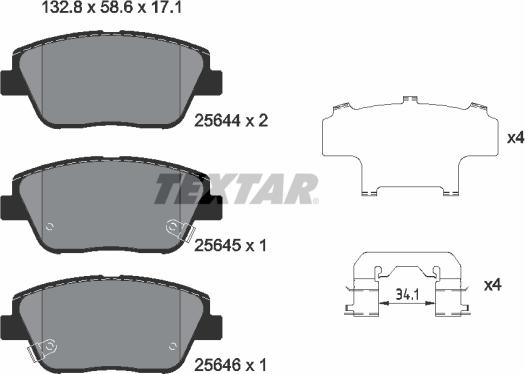 Textar 2564401 - Тормозные колодки, дисковые, комплект onlydrive.pro