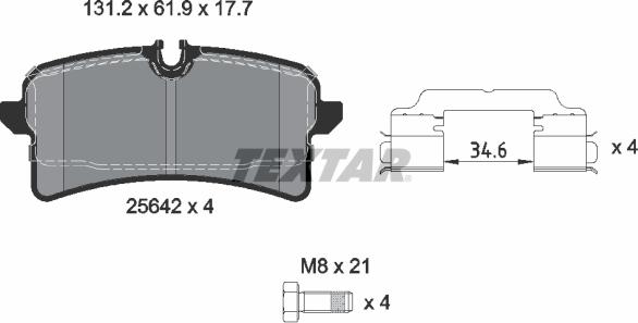 Textar 2564203 - Stabdžių trinkelių rinkinys, diskinis stabdys onlydrive.pro