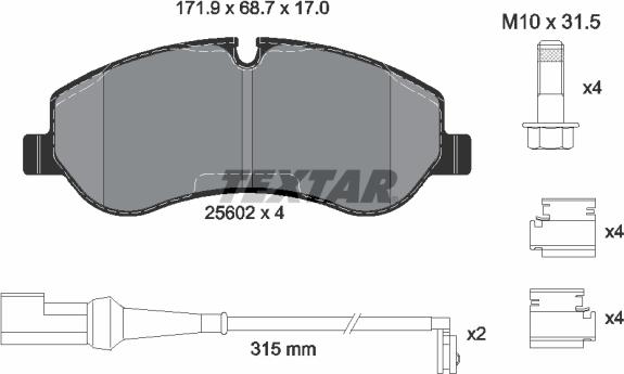 Textar 2560201 - Stabdžių trinkelių rinkinys, diskinis stabdys onlydrive.pro