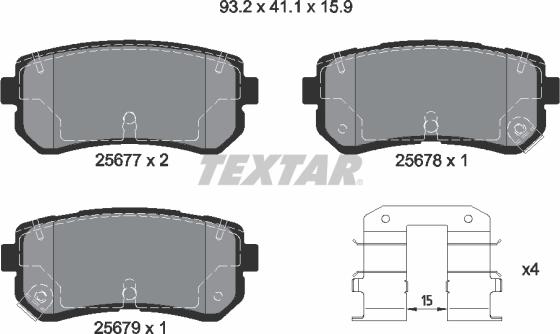 Textar 2567701 - Stabdžių trinkelių rinkinys, diskinis stabdys onlydrive.pro