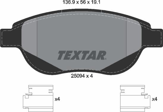 Textar 2509401 - Brake Pad Set, disc brake onlydrive.pro