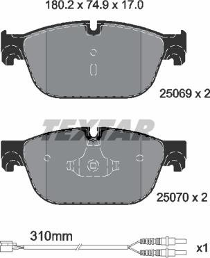 Textar 2506901 - Brake Pad Set, disc brake onlydrive.pro