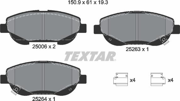 Textar 2500601 - Brake Pad Set, disc brake onlydrive.pro