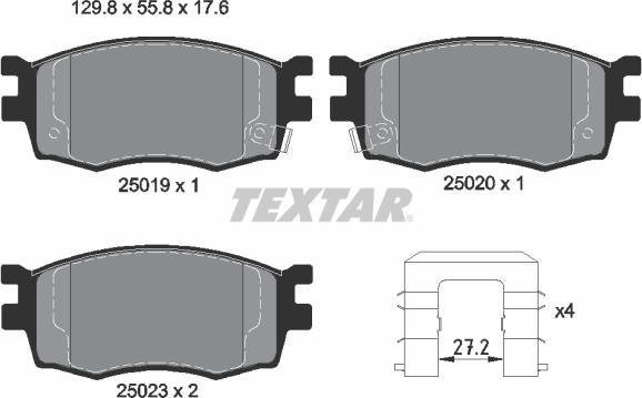 Textar 2501901 - Piduriklotsi komplekt,ketaspidur onlydrive.pro