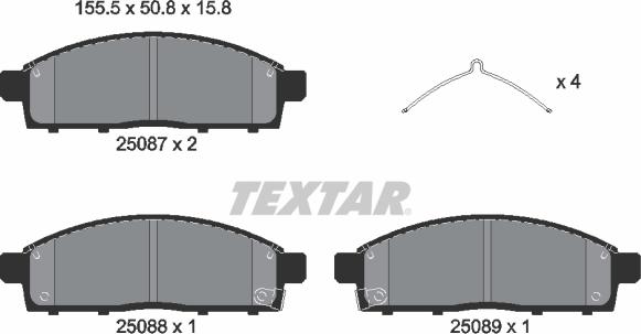 Textar 2508703 - Piduriklotsi komplekt,ketaspidur onlydrive.pro