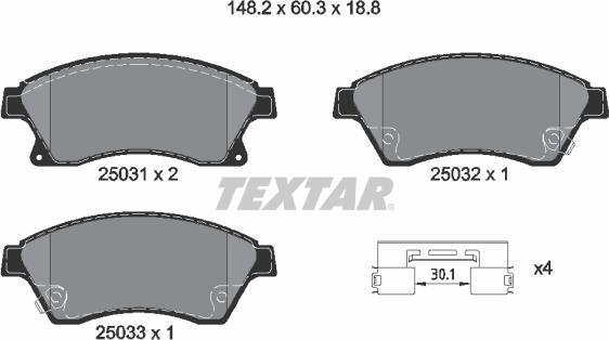 Textar 2503101 - Brake Pad Set, disc brake onlydrive.pro