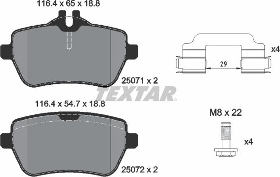 Textar 2507103 - Piduriklotsi komplekt,ketaspidur onlydrive.pro