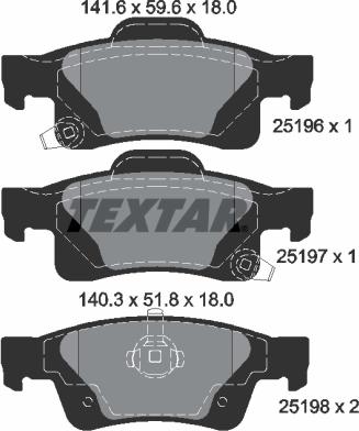 Textar 2519601 - Bremžu uzliku kompl., Disku bremzes onlydrive.pro