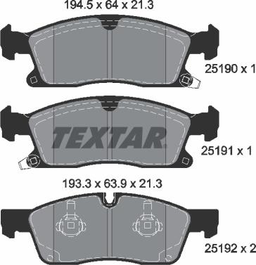 Textar 2519001 - Brake Pad Set, disc brake onlydrive.pro