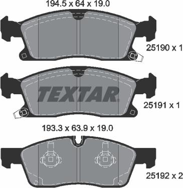 Textar 2519002 - Тормозные колодки, дисковые, комплект onlydrive.pro