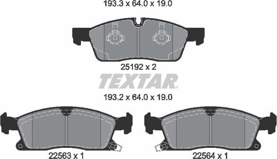 Textar 2519209 - Brake Pad Set, disc brake onlydrive.pro