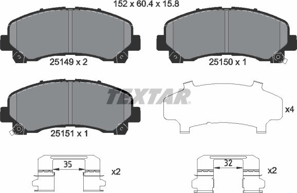 Textar 2514901 - Brake Pad Set, disc brake onlydrive.pro