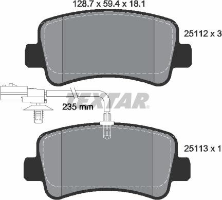 Textar 2511201 - Brake Pad Set, disc brake onlydrive.pro