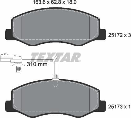 Textar 2517201 - Тормозные колодки, дисковые, комплект onlydrive.pro