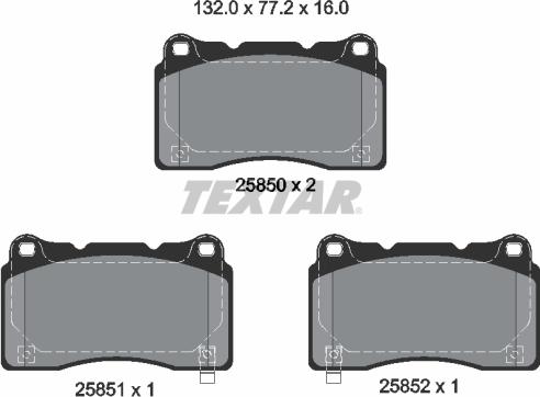 Textar 2585001 - Brake Pad Set, disc brake onlydrive.pro