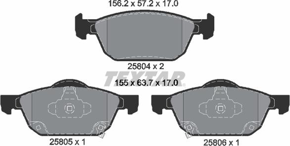 Textar 2580401 - Stabdžių trinkelių rinkinys, diskinis stabdys onlydrive.pro