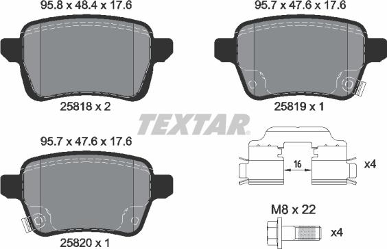 Textar 2581802 - Bremžu uzliku kompl., Disku bremzes onlydrive.pro