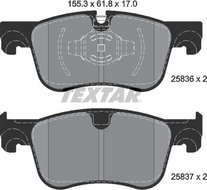 Textar 2583601 - Stabdžių trinkelių rinkinys, diskinis stabdys onlydrive.pro