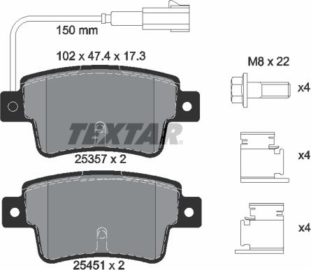 Textar 2535701 - Brake Pad Set, disc brake onlydrive.pro