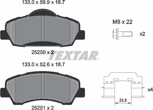 Textar 2525004 - Brake Pad Set, disc brake onlydrive.pro