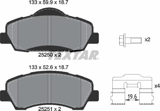 Textar 2525001 - Brake Pad Set, disc brake onlydrive.pro