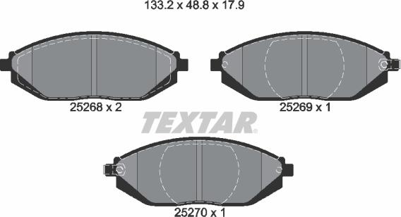 Textar 2526801 - Stabdžių trinkelių rinkinys, diskinis stabdys onlydrive.pro