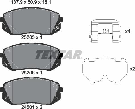 Textar 2520504 - Тормозные колодки, дисковые, комплект onlydrive.pro