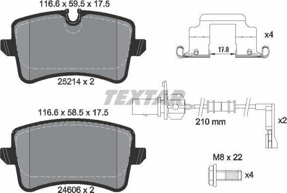 Textar 2521402 - Stabdžių trinkelių rinkinys, diskinis stabdys onlydrive.pro