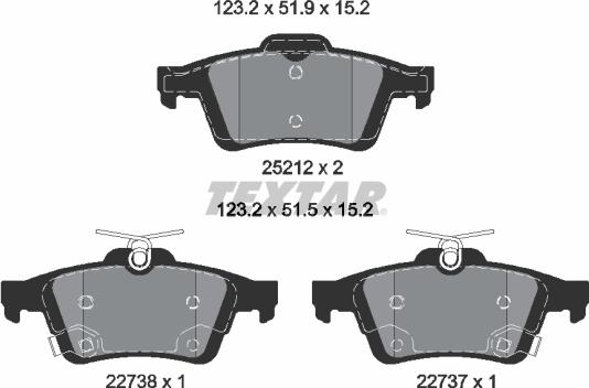 Textar 2521204 - Stabdžių trinkelių rinkinys, diskinis stabdys onlydrive.pro