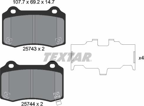 Textar 2574301 - Brake Pad Set, disc brake onlydrive.pro