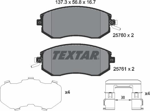 Textar 2576001 - Piduriklotsi komplekt,ketaspidur onlydrive.pro