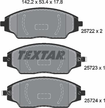 Textar 2572201 - Bremžu uzliku kompl., Disku bremzes onlydrive.pro