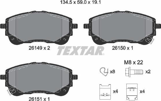 Textar 2614901 - Brake Pad Set, disc brake onlydrive.pro