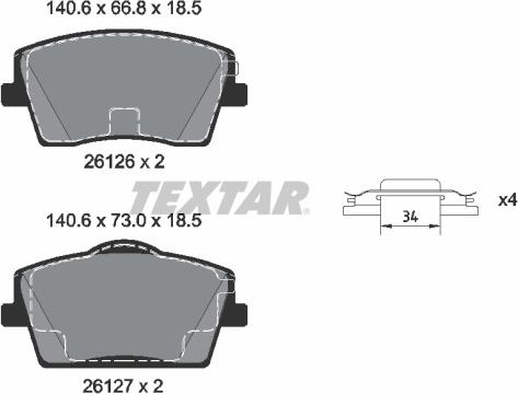 Textar 2612601 - Brake Pad Set, disc brake onlydrive.pro