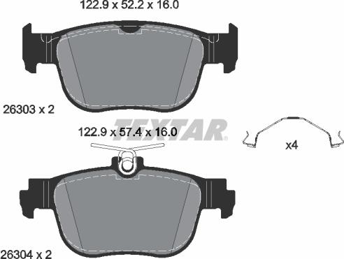 Textar 2630301 - Bremžu uzliku kompl., Disku bremzes onlydrive.pro