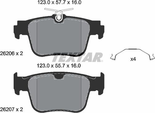 Textar 2620601 - Bremžu uzliku kompl., Disku bremzes onlydrive.pro